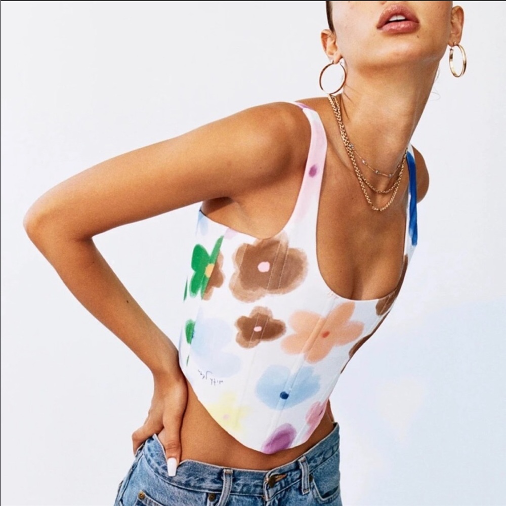 — WITH JÉAN Cindy corset top, Viola Tricolour